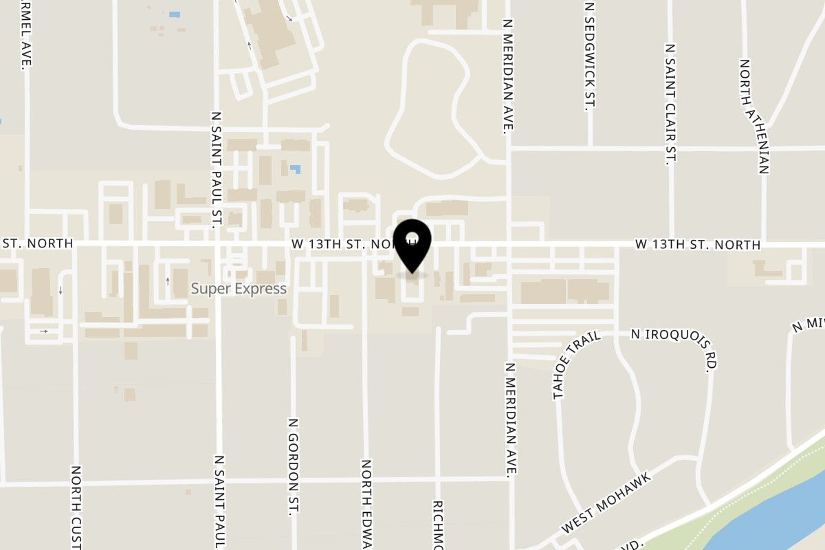 Map showing the location of La Chinita Méxican Restaurant on 2615 W 13th St N in Wichita